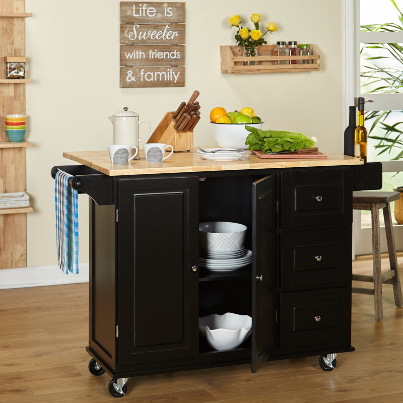 Three Posts™ Hardiman 53.75" Kitchen Island withLocking Wheels